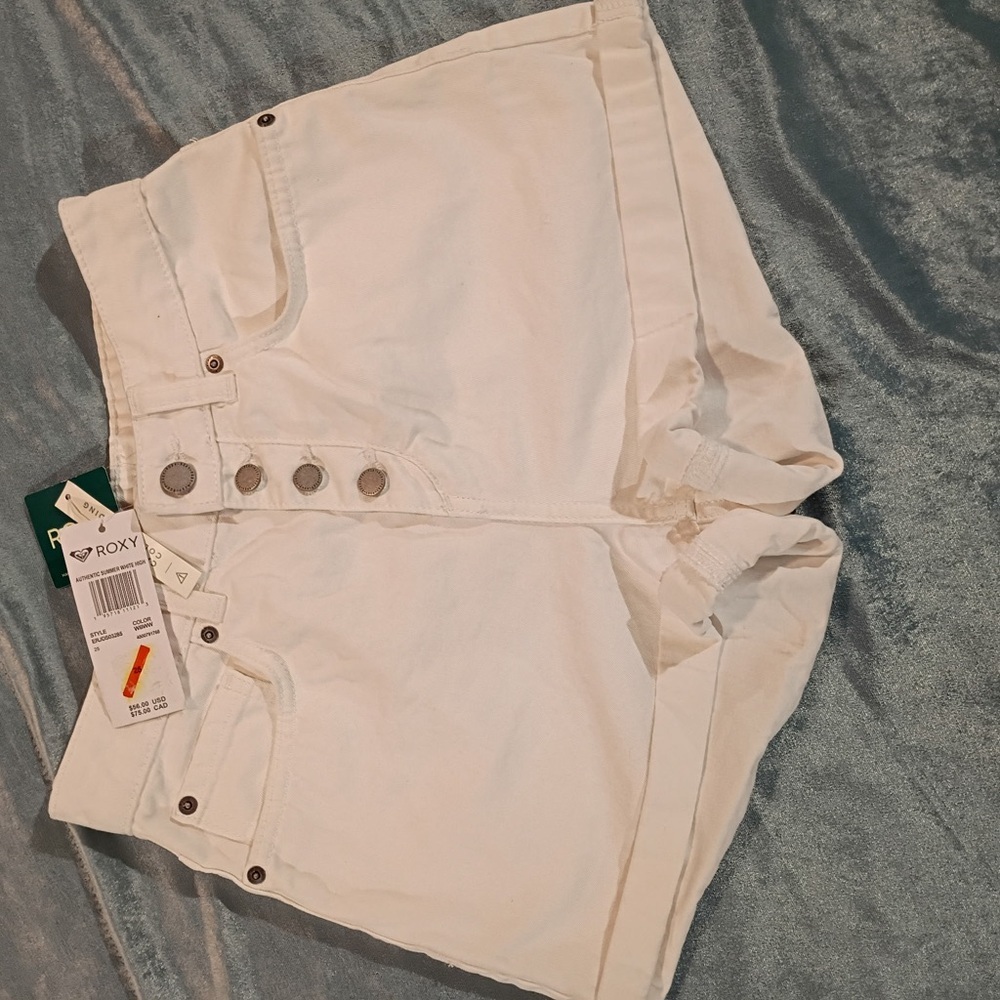 Roxy White High Rise Button Fly Shorts Size 25 NWT Summer Beach - Picture 2 of 9